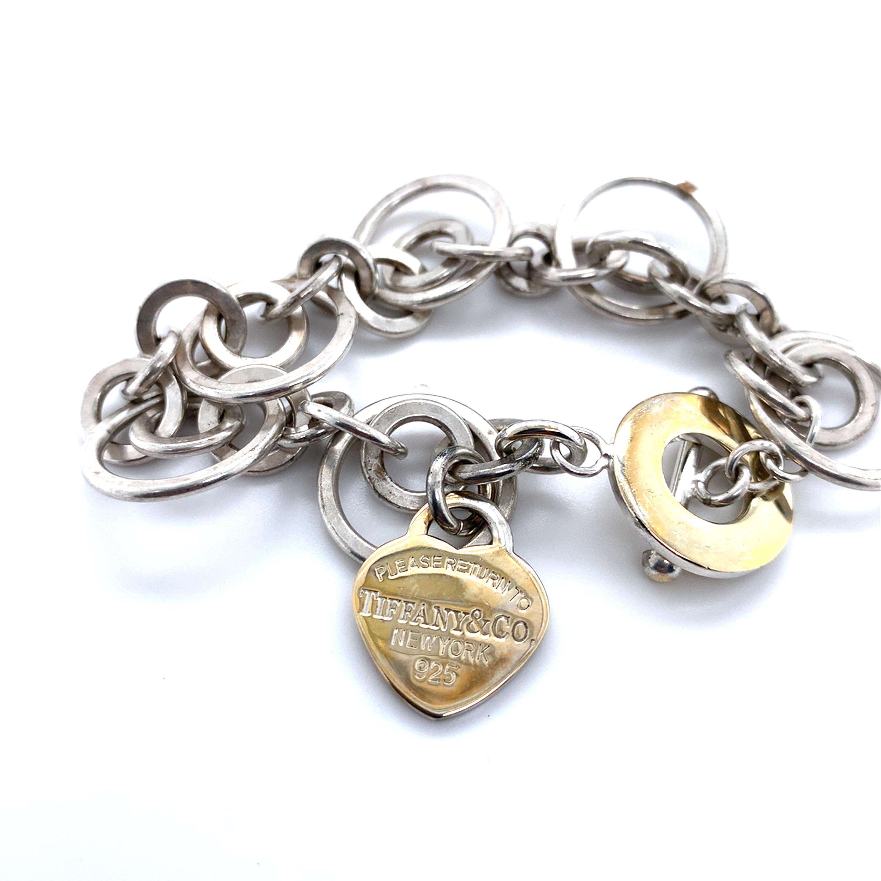 Tiffany & Co Silver Return to Tiffany Heart Tag Circle Link Toggle
