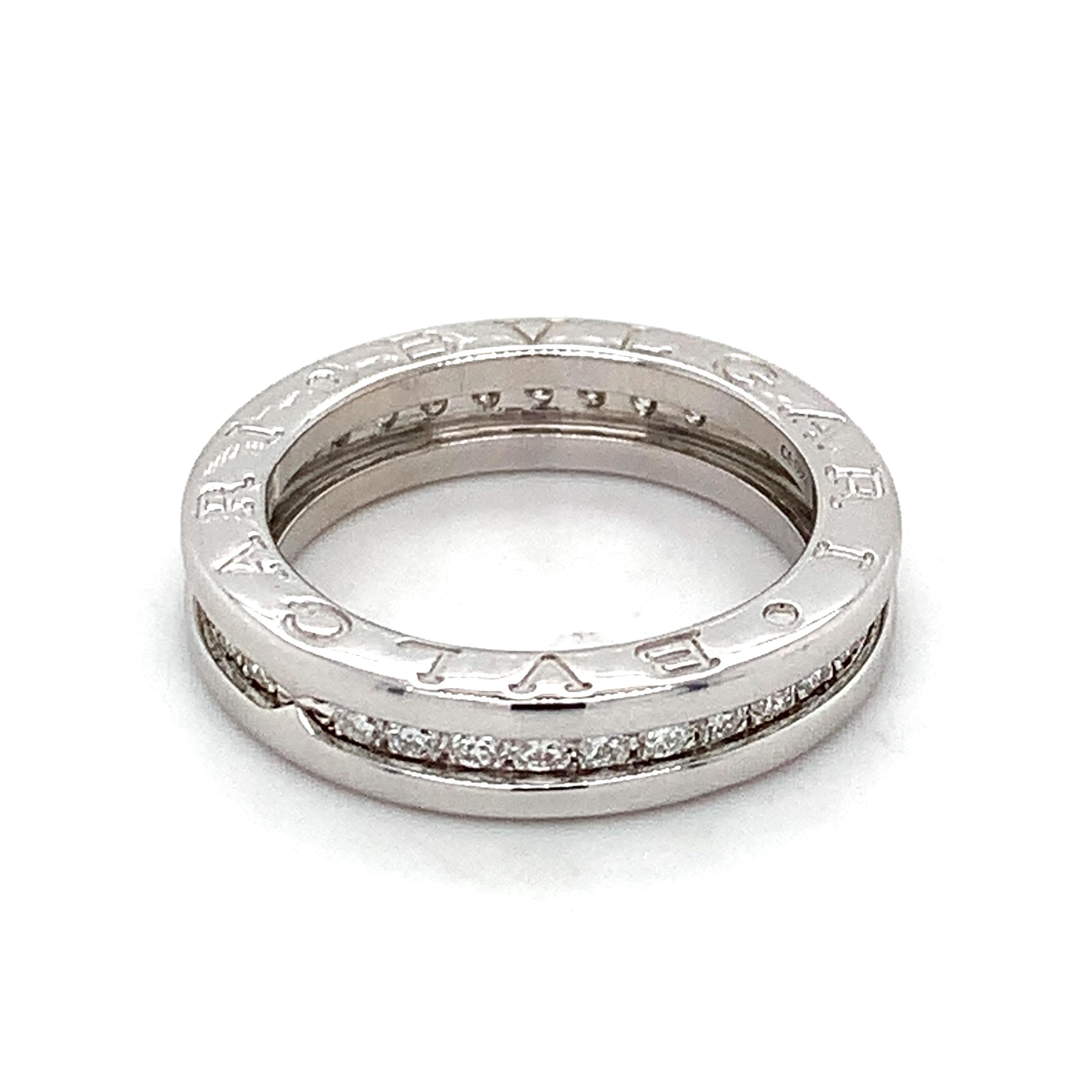 Bvlgari B.ZERO1 18k White Gold Round Diamonds One-band Ring Size 