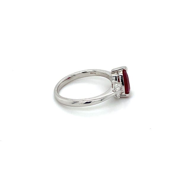 Platinum Gia Burma Pear Shape Ruby With Pear Shap… - image 6