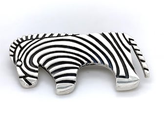 Vintage JA James Avery Sterling Silver Zebra Animal Pin Brooch