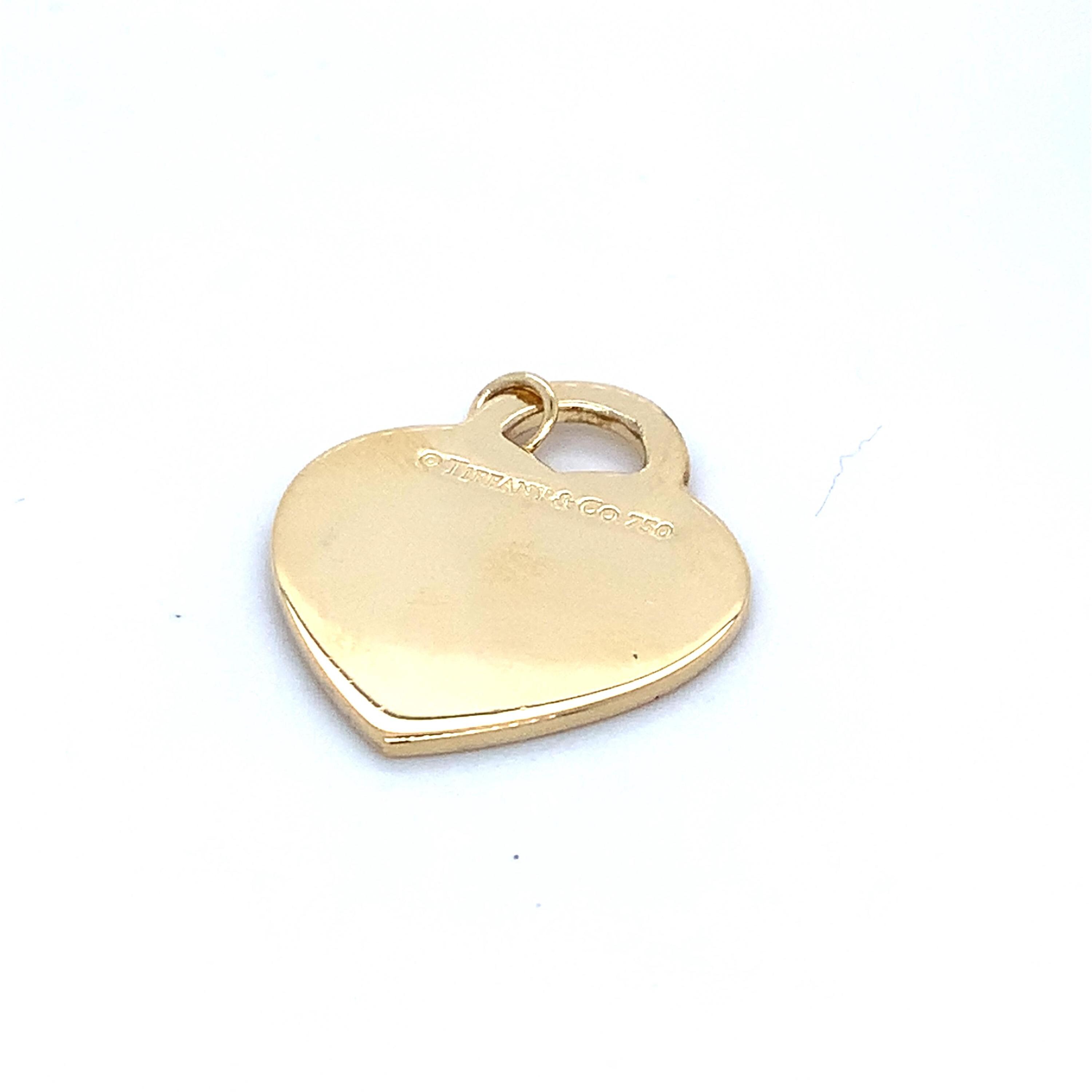 Tifanny & Co. New York 18k Yellow Gold Please Return to Heart Tag