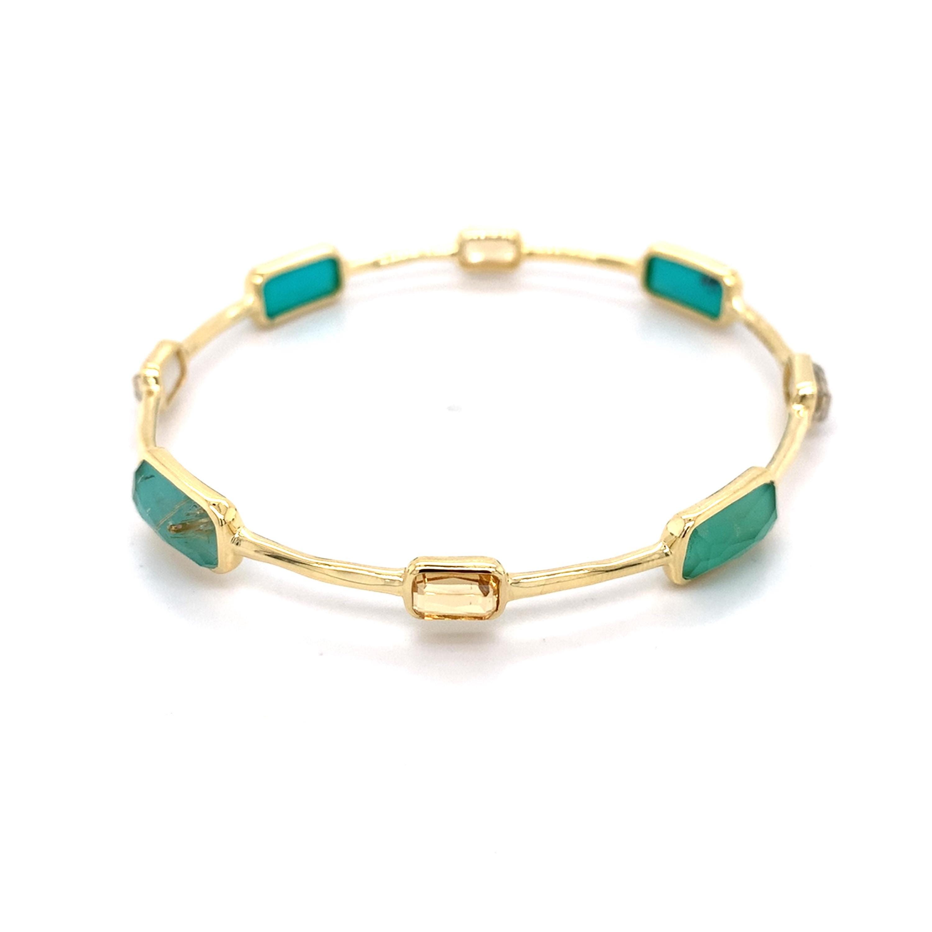 Ippolita 18k Yellow Gold Rock Candy 3 Stone Bezel Emerald Cut