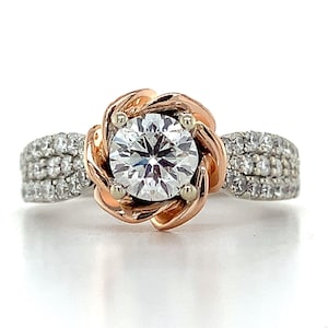 14k Gold Enchanted Disney Belle 1.25 CTW Diamond Rose Frame Engagement Ring