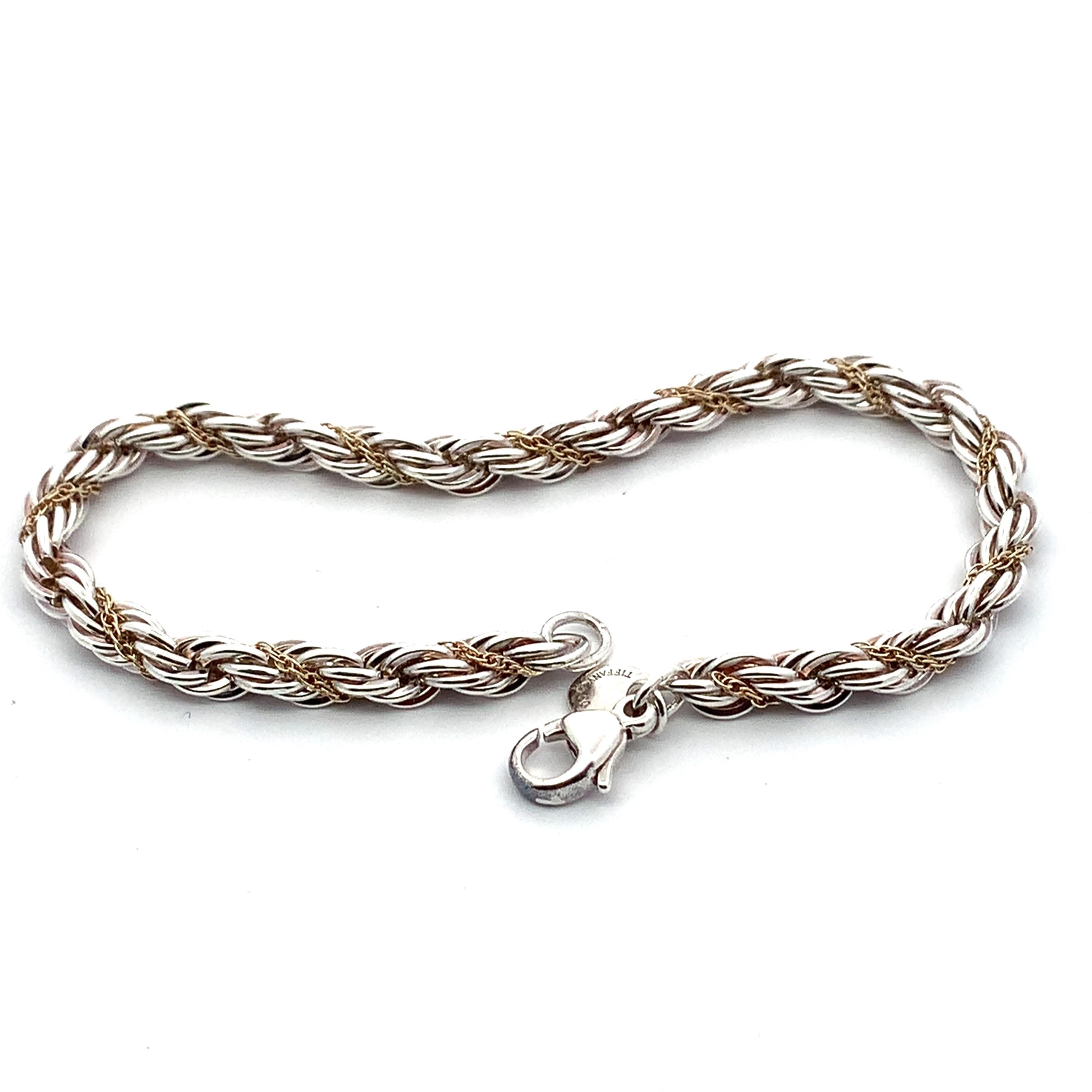 Tiffany & Co 18k Yellow Gold Sterling Silver Twist Rope Chain