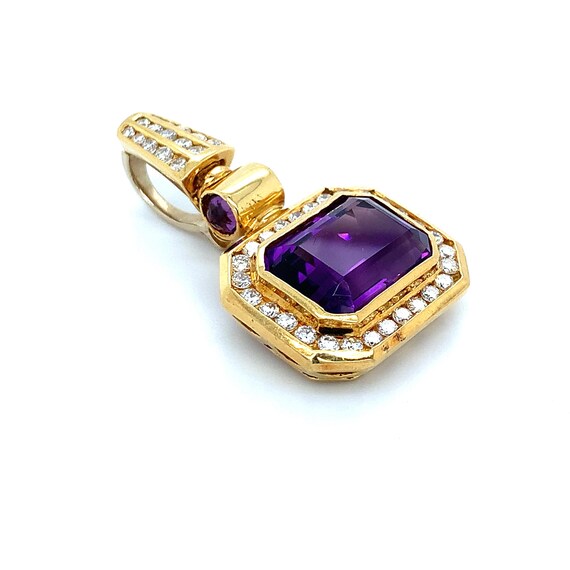 18k Yellow Gold East/West Emerald Shaped Amethyst… - image 5