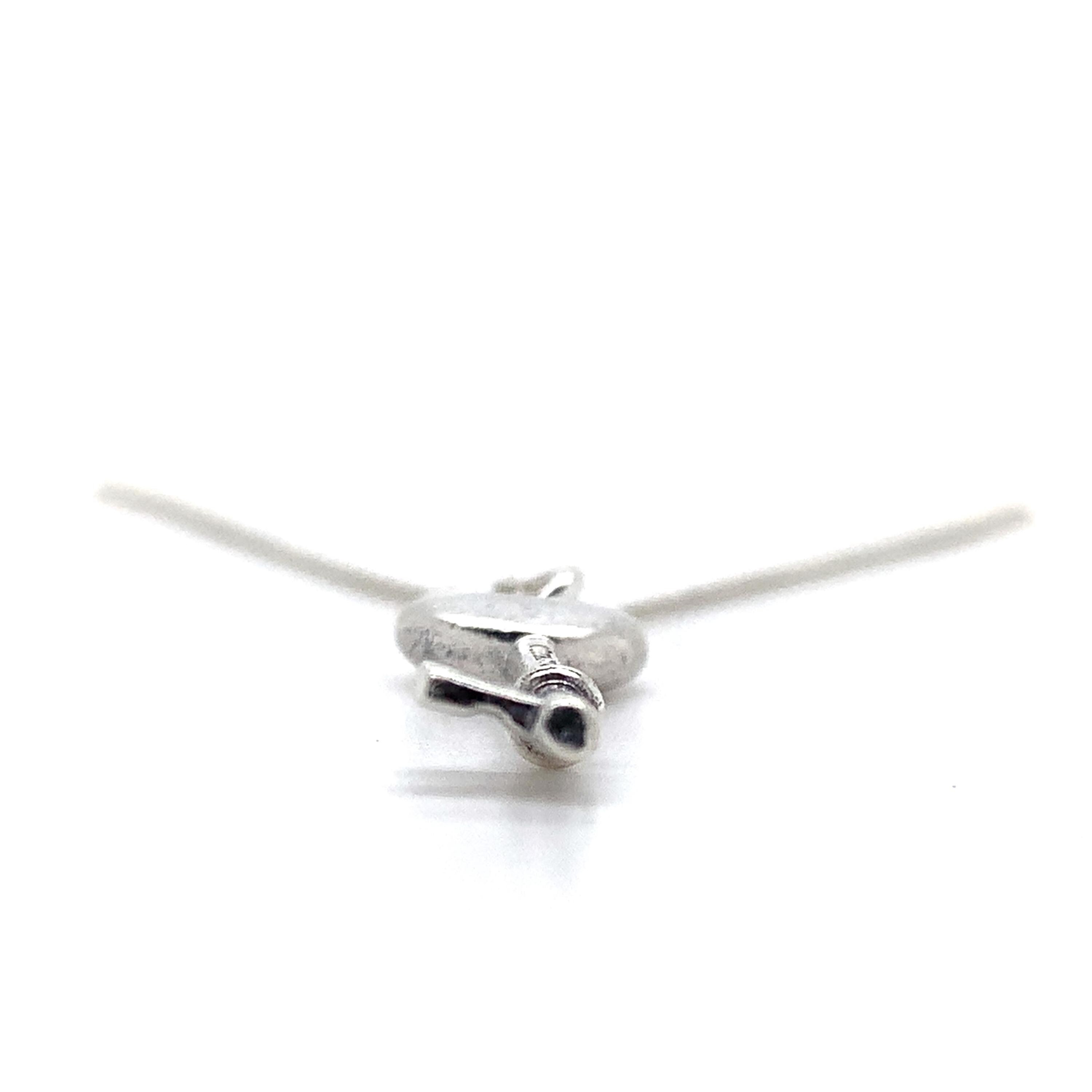 Tiffany & CO.STERLING Silver Mini Heart Key Pendant Necklace With