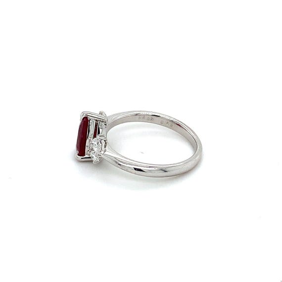 Platinum Gia Burma Pear Shape Ruby With Pear Shap… - image 10