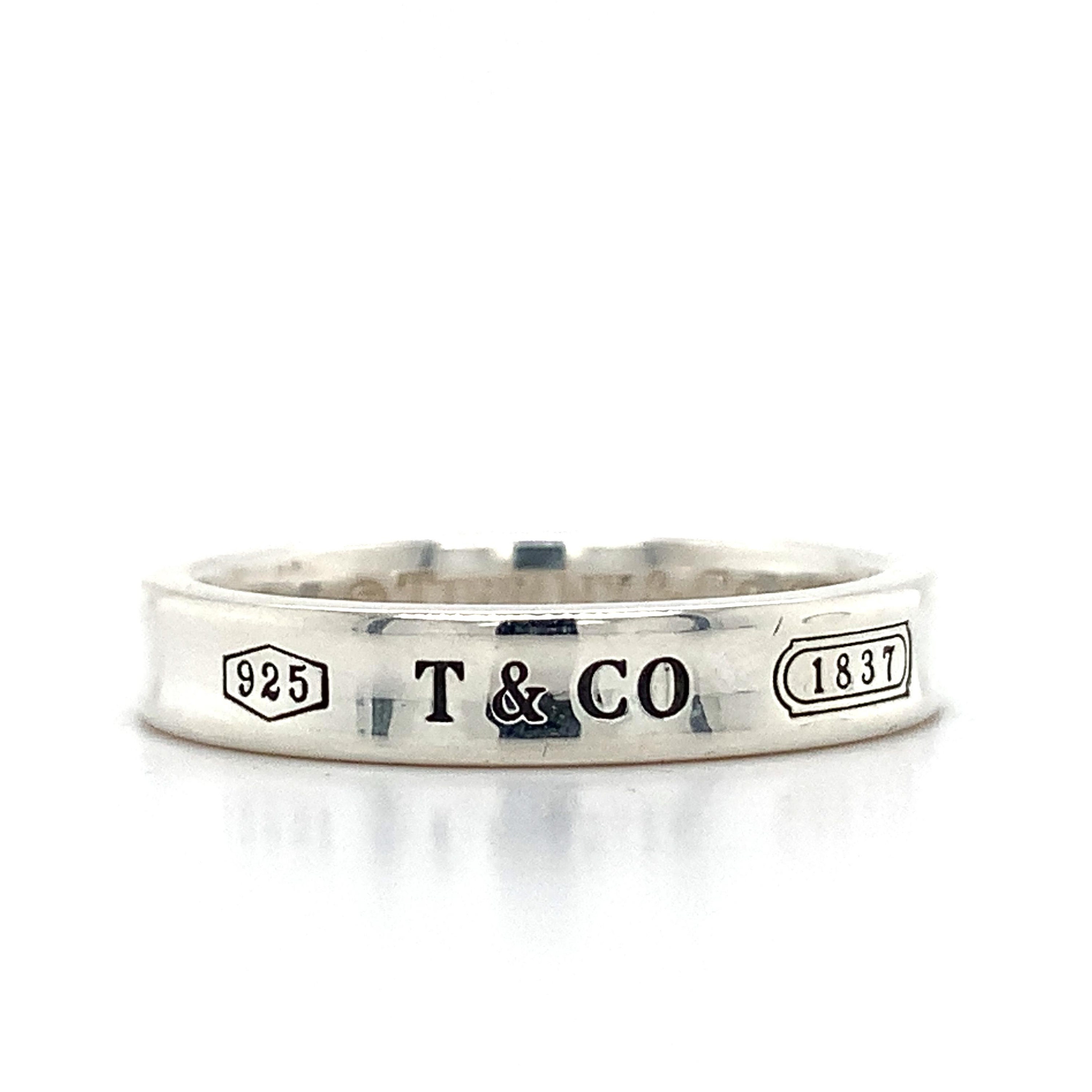 925 Sterling Silver Tiffany & Co 1837 Ring Band Size 8.5 - Etsy