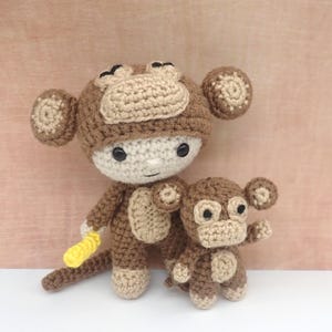 Felton in Monkey Costume with Friend PDF Amigurumi Crochet Pattern