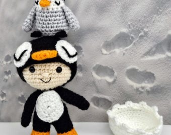 Felton in Penguin Costume with Friend PDF Amigurumi Crochet Pattern