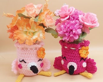 Flamingo Trinket Pouch & Cozy PDF Amigurumi Crochet Pattern
