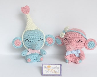 JoJo & Emmie Elephant- Crochet Amigurumi Pattern PDF