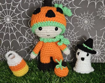 Felton in Pumpkin Costume- Crochet Amigurumi Pattern- PDF
