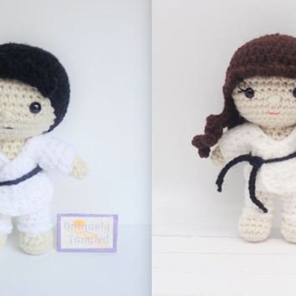 Felton & Pippa en costume de karaté - Patron Amigurumi au crochet - PDF