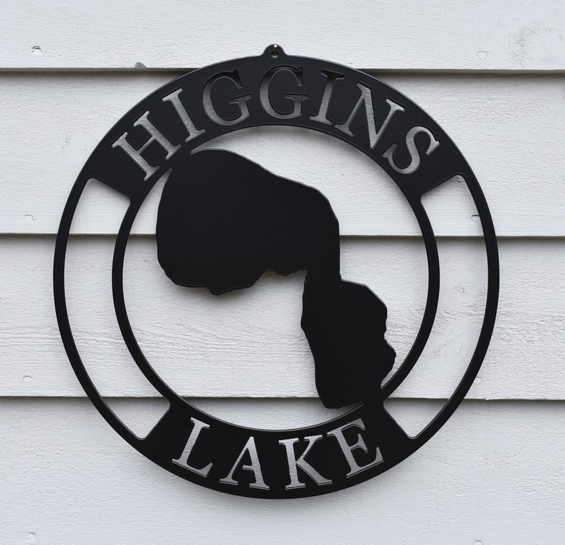 Higgins Lake Metal Sign Etsy