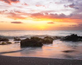 Atardecer en Florida: impresión digital, océano, fotografía de playa, fotografía de paisajes, arte mural, decoración del hogar