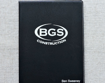 Personalized Black Portfolio-Padfolio Custom Engraved for Men or Women | Business Logo | Realtor
