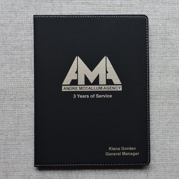 Employee Anniversary Folio Award-Recognition- with Business Logo Personalized Padfolio, coworker gift