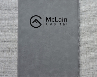 Personalized  Portfolio with Logo or Name and Notepad, Customized Leatherette Portfolio, Personalized Business Gift, Customized Folio