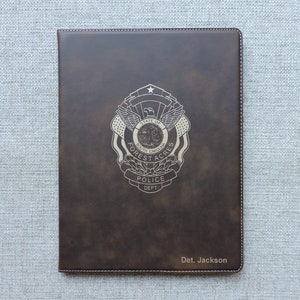 Personalized Portfolio for Police, Firefighters, EMS, First Responders, Custom folio with badge engraved Bild 10