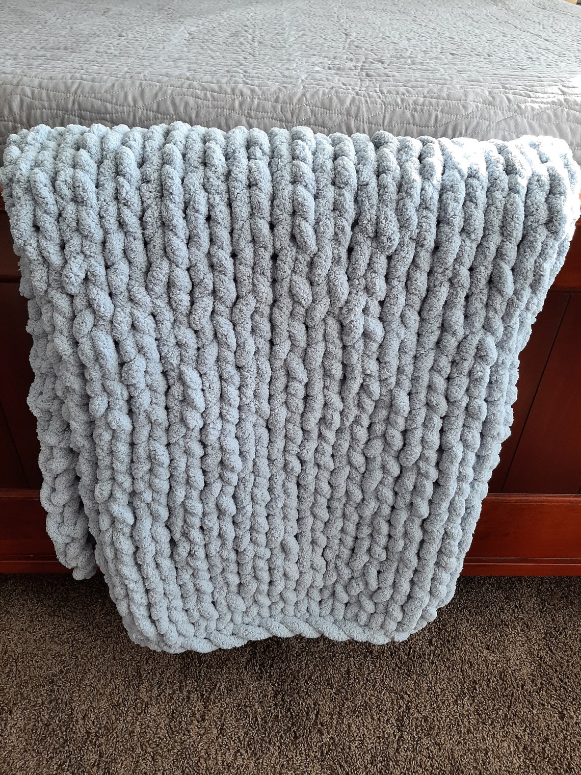 48 X 60 Chunky Knit Handmade Blanket Chenille Etsy