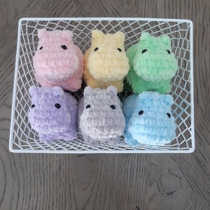 Handmade Velvet Crochet Hippo Plushie – Soft Stuffed Animal for Kids and Babies