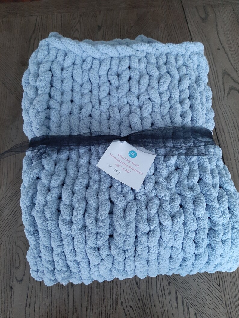 48 X 60 Chunky Knit Handmade Blanket Chenille Etsy