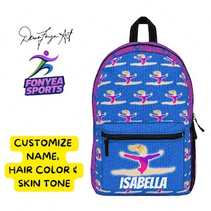 Mochila de gimnasta personalizada: Mochila escolar azul con frases de Fonyea Sports