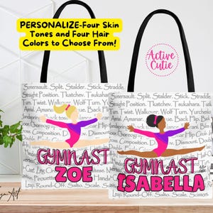 Personalized Gymnast Tote Bag: Girl Design, Fonyea Sports