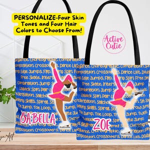 Personalized Figure Skater Tote Bag, Figure Skating Blue Skills Tote Bag, Ice Skater Bag, Ice Skater, Figure Skater Gift, Active Cutie