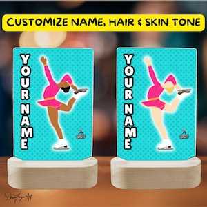 Personalized Figure Skater LED Lamp: Custom Name Night Light, Fonyea Sports