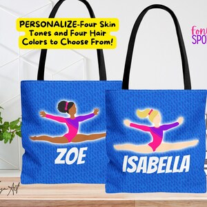 Personalized Gymnast Tote Bag: Blue Girl Tote, Fonyea Sports