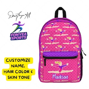 Mochila rosa personalizada para gimnasta: Afirmaciones, diseño personalizado, Fonyea Sports