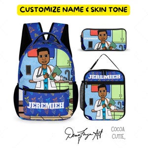Personalized Doctor Boy Backpack, Doctor Backpack, STEM Bag, Back to School, Ethnic Backpack, Boy Backpack, Affirmation Bookbag, Cocoa Cutie