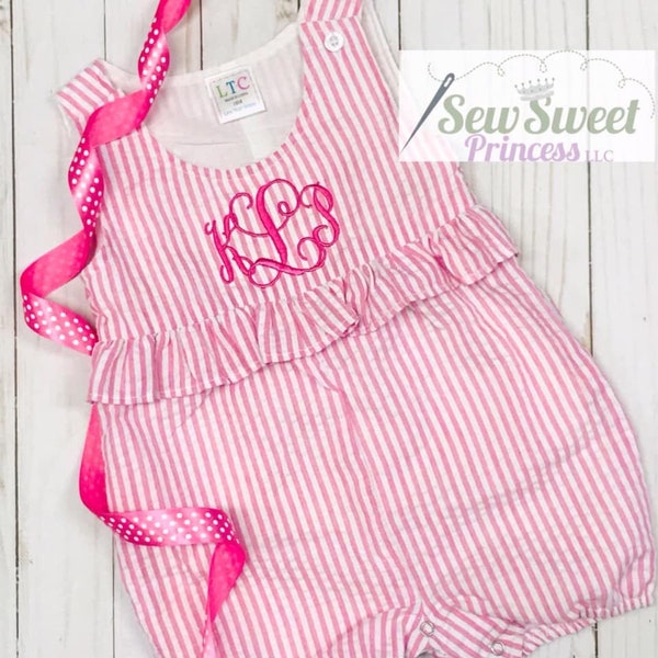 SEERSUCKER Monogram Baby Toddler ROMPER Bubble, Easter, Beach, Birthday, Baby Shower, Summer, Spring, Gift