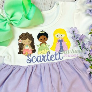 CUSTOM PRINCESS DRESS Pick Your Own Princess Embroidery Girl Toddler Monogram, Personalized Birthday, Magical, Cinderella, Vacation image 8