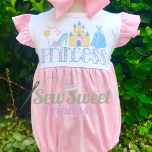 Personalized PRINCESS Baby Toddler Girl Bubble Dress - Cinderella birthday, castle, magical, beach, vacation, Birthday Outfit, Baby Shower