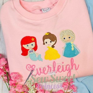 CUSTOM PRINCESS SWEATSHIRT Pick Your Own Princess Embroidery Girl Toddler, Personalized Birthday, Magical, Cinderella, Vacation, Cruise