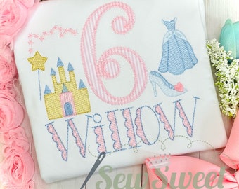 PRINCESS CASTLE CINDERELLA Magical Vacation Boutique Embroidery Shirt - Princess - Monogram Birthday Shirt