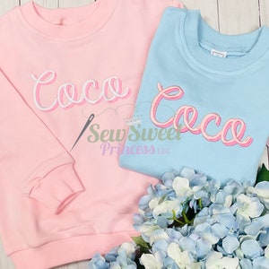PERSONALIZED Girls NAME SWEATSHIRT, Embroidered Monogram Gift, Toddler, Youth, Pink, Blue, Red, Lilac, Valentine Sweater, Winter, Birthday