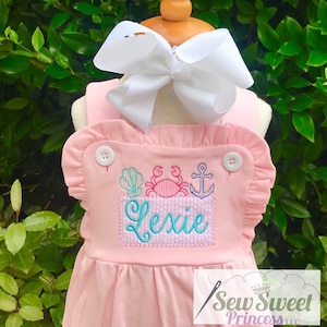 PINK TODDLER SUNSUIT Bubble Romper -  Monogram Summer Beach Birthday Spring Pool Cruise 6m, 12m, 18m, 2T, 3T