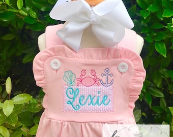 PINK TODDLER SUNSUIT Bubble Romper -  Monogram, Summer, Beach, Birthday, Spring, Pool, Cruise, 6m, 12m, 18m, 2T, 3T