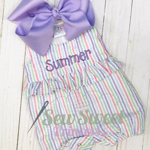 SEERSUCKER Monogram Baby Toddler ROMPER Bubble, Easter, Beach, Birthday, Baby Shower, Summer, Spring, Gift image 9