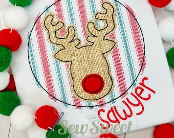 Custom Monogram Reindeer Applique Tshirt, Sibling Holiday Tees, Personalized, Boy Holiday, Brother, Sister, Embroidery