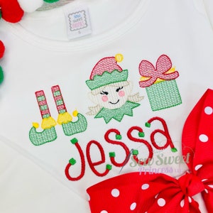 Personalized Christmas Elf TShirt, Boys Christmas Shirt, Girls Christmas Shirt, Baby Elf, First Christmas, Siblings, Family Tee, Embroidery