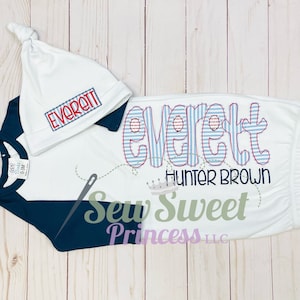Personalized BABY BOY GOWN - Baby Shower, Welcome Home, Coming Home, Hospital, Newborn Gift