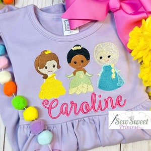 CUSTOM PRINCESS TUNIC Pick Your Own Princess Embroidery Girl Toddler, Personalized Birthday, Magical, Cinderella, Vacation, Cruise