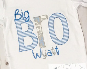 BIG LITTLE BRO Boutique Applique Shirt - New Brother, Big Brother, Little Brother, Little Big Brother, Baby Shower, Gender Reveal