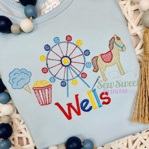 Personalized CARNIVAL Baby Toddler Boy T-shirt, Circus Birthday Tee, Fair, Rodeo, Theme Park, State Fair, Cotton Candy, Ferris Wheel, Pony