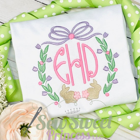 Personalized EASTER BUNNY Shirt, Embroidered Monogram Bunny Tee, Easter Name TShirt, Easter Gift, Personalized, Toddler, Baby, Egg Hunt